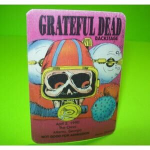 Grateful Dead Backstage Pass Zombie Scuba Diving 1990 Tour Weird Groovy Skeleton